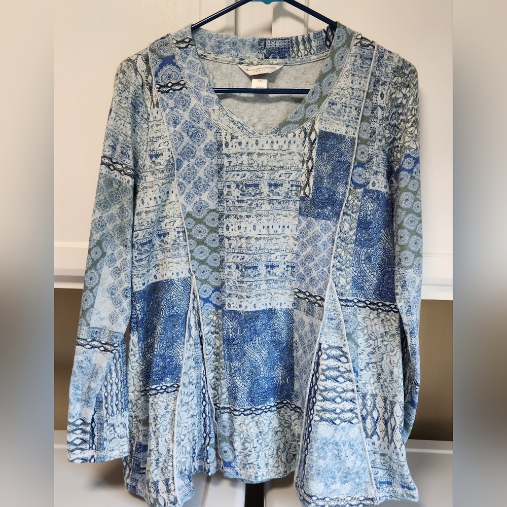 Christopher & Banks Patchwork Long Sleeve Top Size P/S-